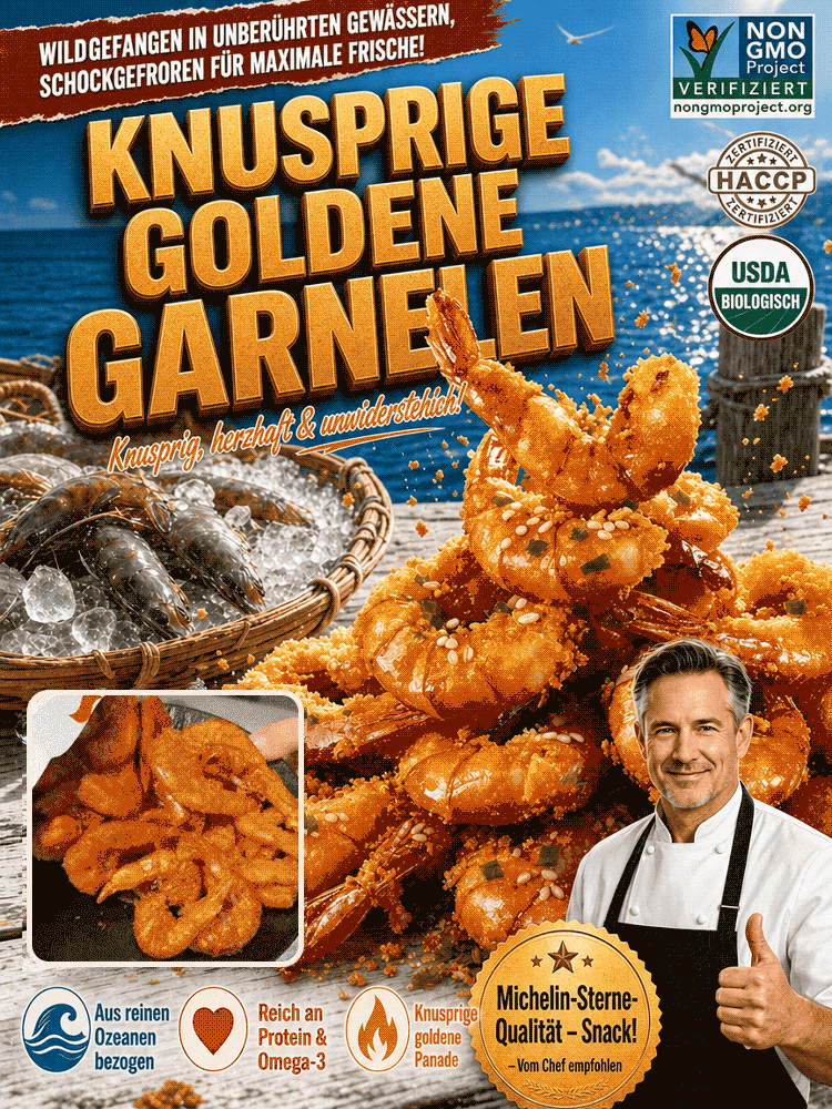 🔥 Verzehrfertige Premium Wildfang Goldene Garnelen | High-Protein & Ohne Reue & Michelin-Geschmack