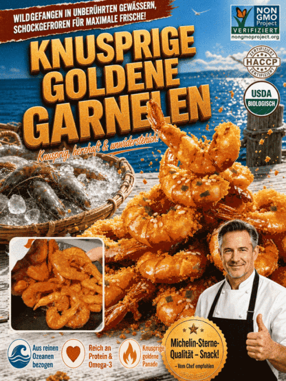 🔥 Verzehrfertige Premium Wildfang Goldene Garnelen | High-Protein & Ohne Reue & Michelin-Geschmack