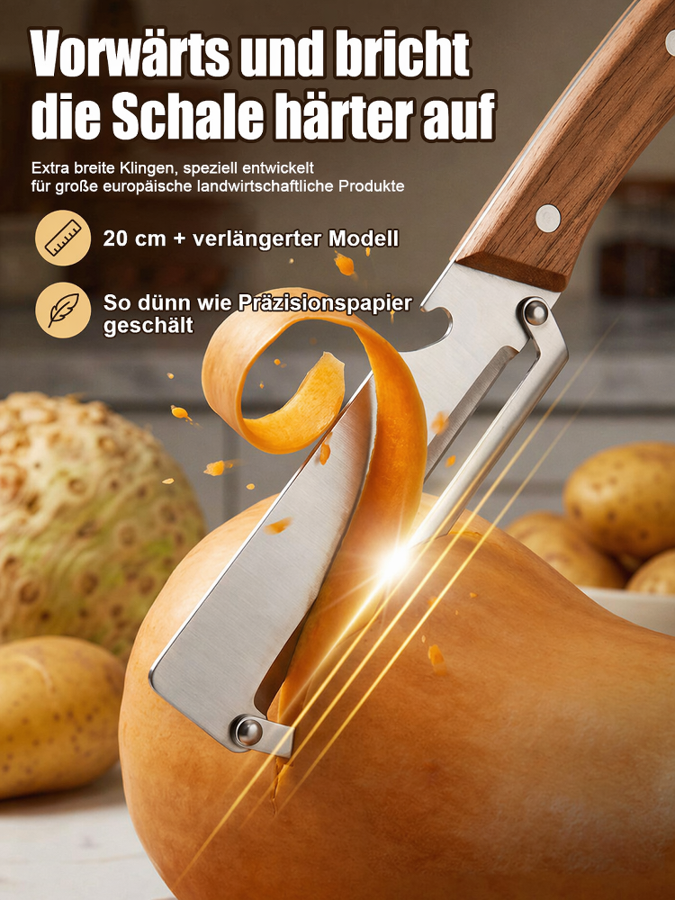 👍【3-in-1 Küchen-Multitool】Profi-Sparschäler aus Edelstahl – Schälen, Schneiden & Flaschenöffner in Einem