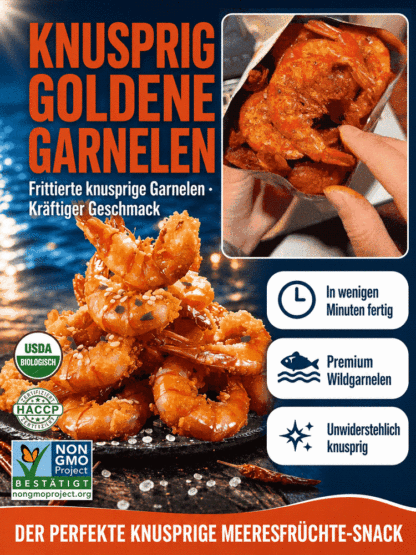 🔥 Verzehrfertige Premium Wildfang Goldene Garnelen | High-Protein & Ohne Reue & Michelin-Geschmack