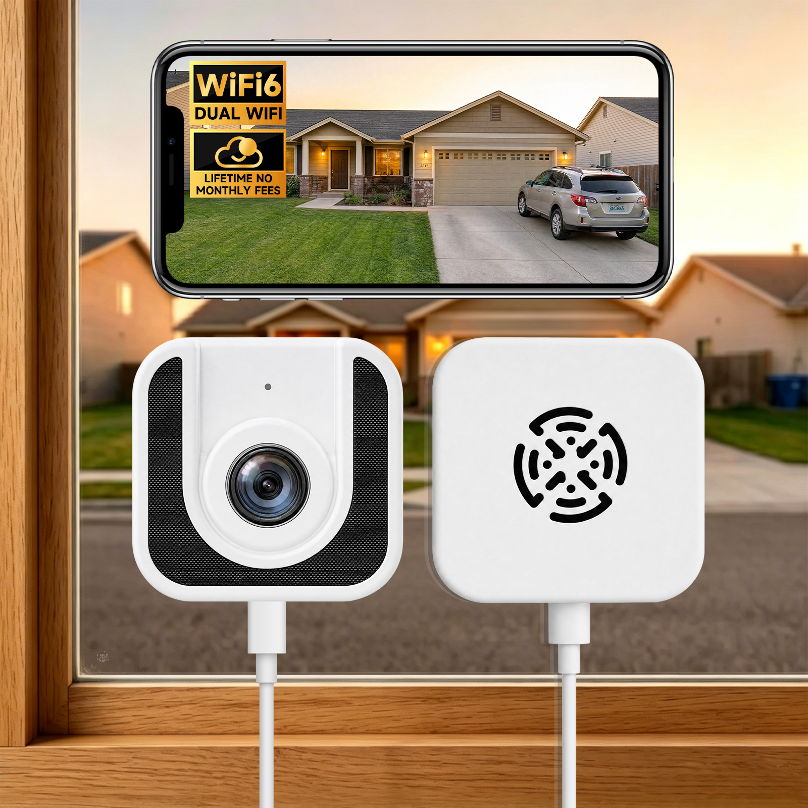 3MP Window Camera,Free Cloud Storage,2.4Ghz & 5Ghz WiFi Indoor Cameras for Home Security, Color Starlight Night Vision, Anti-Glare, AI Motion Detection, 24/7 Recording, Compatible with Alexa