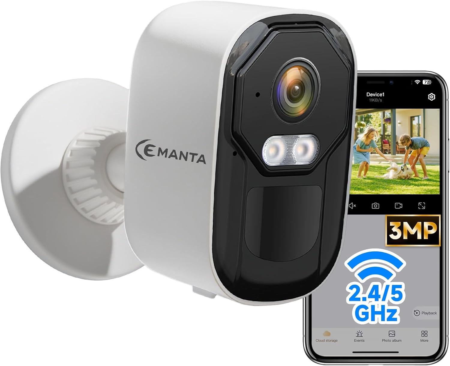 2K Security Cameras Wireless Outdoor,No Subscription Required, Dual-Band 2.4G/5G WiFi, AI Motion Detection Siren Alarm, 2-Way Audio, Full-Color Night Vision, 3-Month Battery Life (Standard B)