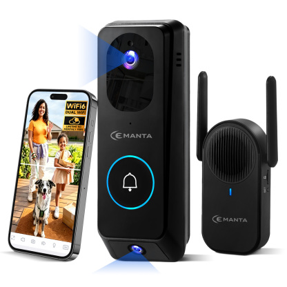2K Video Doorbell Camera Wireless with Chime, No Subscription, Dual-Cam, Package Protection, 190° View, WiFi6, Voice Changer & Anti-Tamper, Night Vision, 2-Way Audio, Compatible with Alexa
