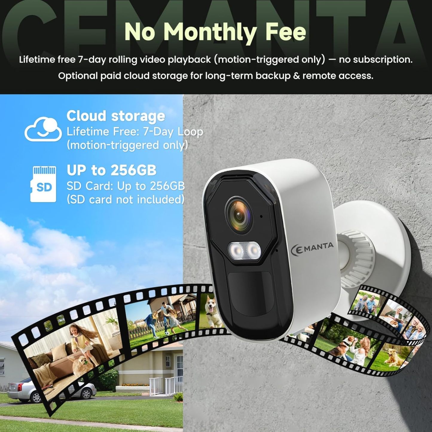 2K Security Cameras Wireless Outdoor,No Subscription Required, Dual-Band 2.4G/5G WiFi, AI Motion Detection Siren Alarm, 2-Way Audio, Full-Color Night Vision, 3-Month Battery Life (Standard B)