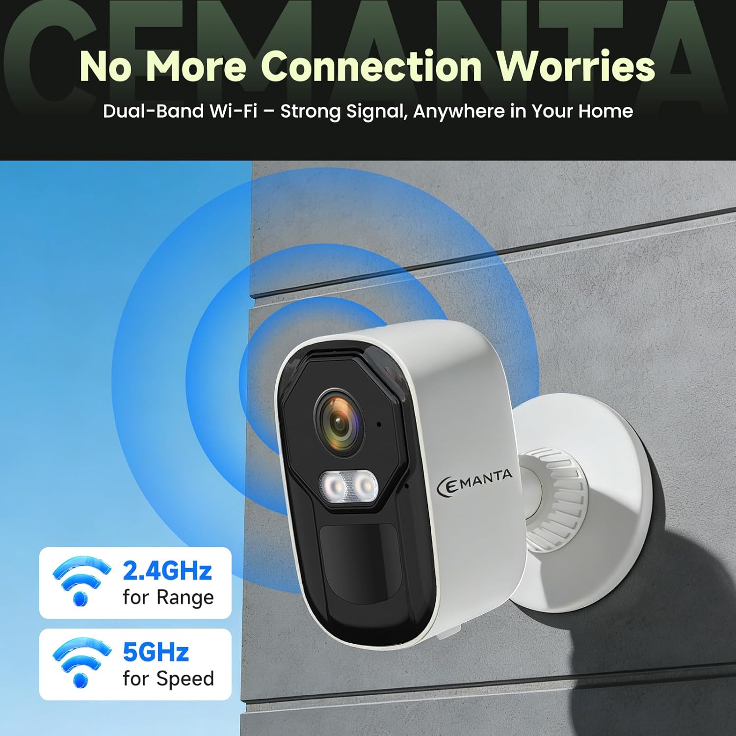 2K Security Cameras Wireless Outdoor,No Subscription Required, Dual-Band 2.4G/5G WiFi, AI Motion Detection Siren Alarm, 2-Way Audio, Full-Color Night Vision, 3-Month Battery Life (Standard B)