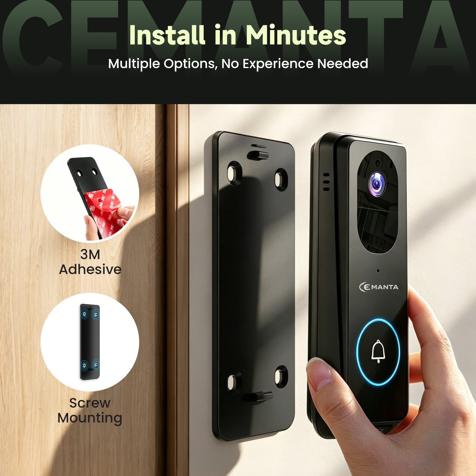 2K Video Doorbell Camera Wireless with Chime, No Subscription, Dual-Cam, Package Protection, 190° View, WiFi6, Voice Changer & Anti-Tamper, Night Vision, 2-Way Audio, Compatible with Alexa