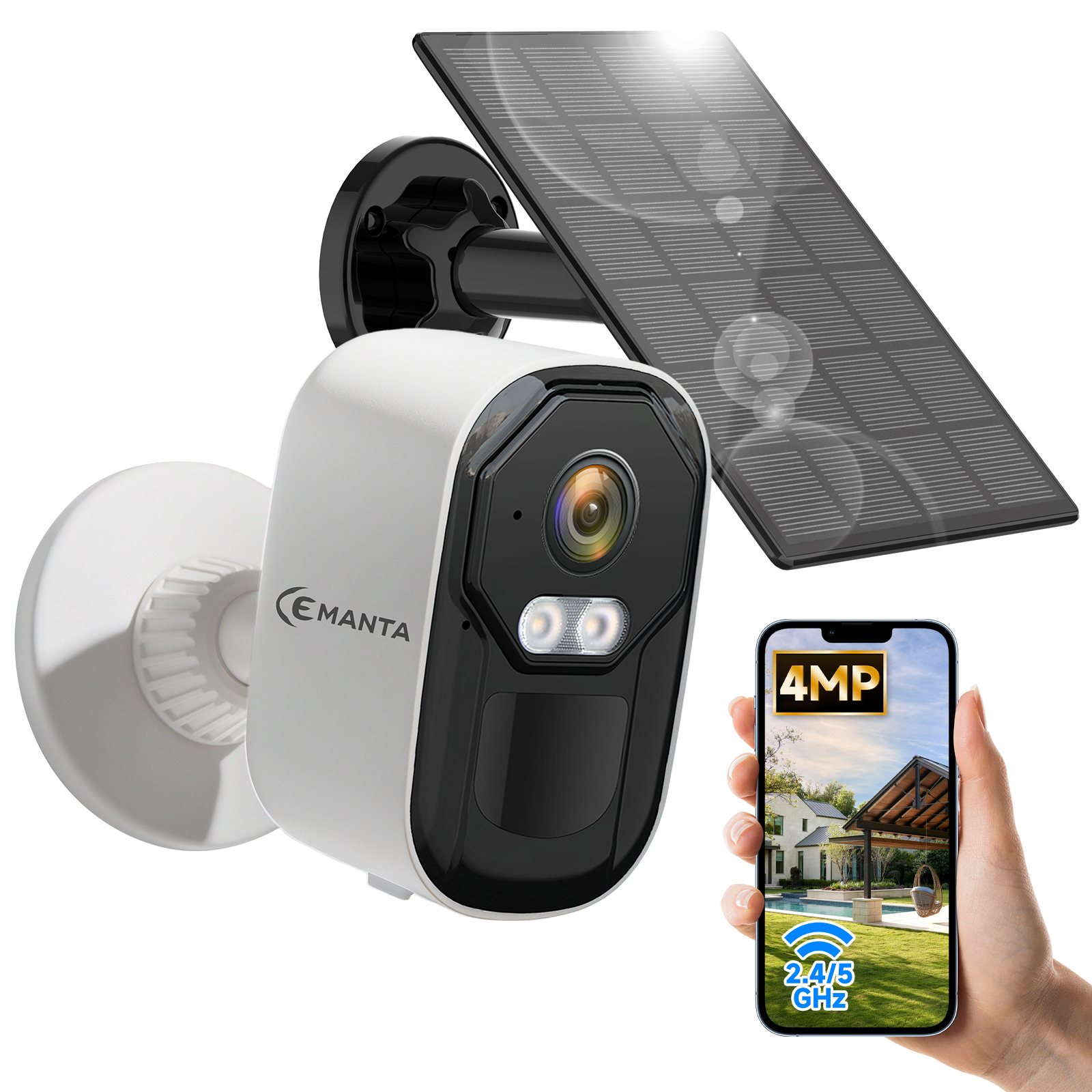 2K Security Cameras Wireless Outdoor,No Subscription Required, Dual-Band 2.4G/5G WiFi, AI Motion Detection Siren Alarm, 2-Way Audio, Full-Color Night Vision, 3-Month Battery Life (Standard B)