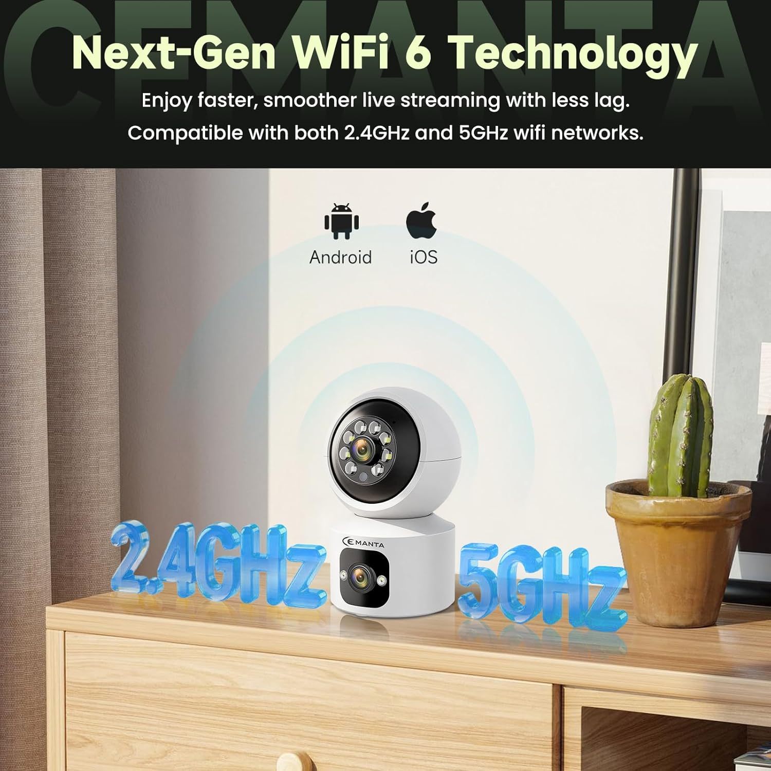 2K Indoor Pet Security Camera for Dog Cat, Lifetime No Monthly Fee, Dual-Lens, 360° Pan Tilt Pet & Baby Monitor with Phone App, AI Human & Pet Detection, WiFi 6, Compatible with Alexa