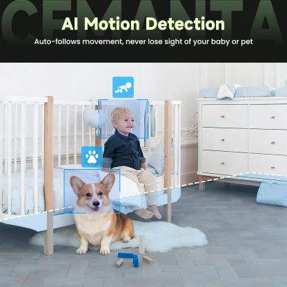 2K Indoor Pet Security Camera for Dog Cat, Lifetime No Monthly Fee, Dual-Lens, 360° Pan Tilt Pet & Baby Monitor with Phone App, AI Human & Pet Detection, WiFi 6, Compatible with Alexa