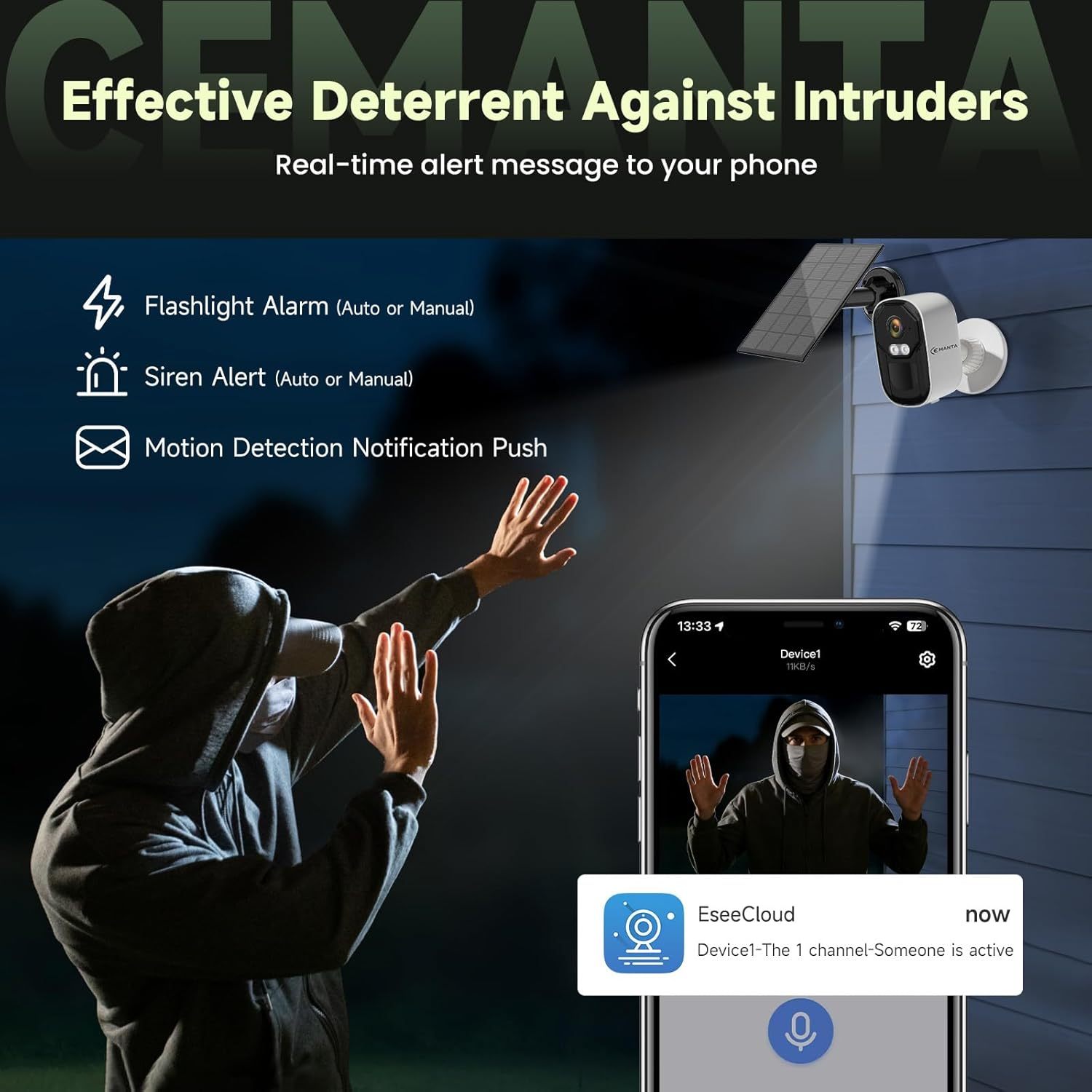 2K Security Cameras Wireless Outdoor,No Subscription Required, Dual-Band 2.4G/5G WiFi, AI Motion Detection Siren Alarm, 2-Way Audio, Full-Color Night Vision, 3-Month Battery Life (Standard B)