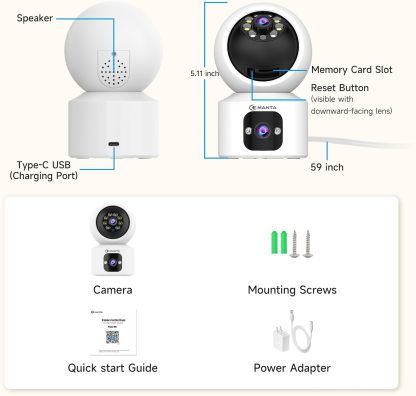 2K Indoor Pet Security Camera for Dog Cat, Lifetime No Monthly Fee, Dual-Lens, 360° Pan Tilt Pet & Baby Monitor with Phone App, AI Human & Pet Detection, WiFi 6, Compatible with Alexa