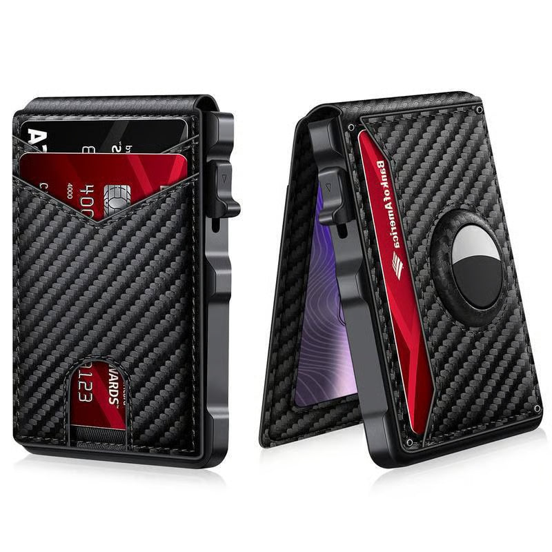 Minimalist Men’s Slim Wallet: 9 - 13 Cards, Money Clip, ID Window. RFID - Blocking, Aluminum Bifold Pop - Up