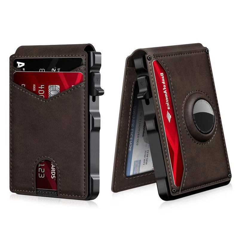 Minimalist Men’s Slim Wallet: 9 - 13 Cards, Money Clip, ID Window. RFID - Blocking, Aluminum Bifold Pop - Up