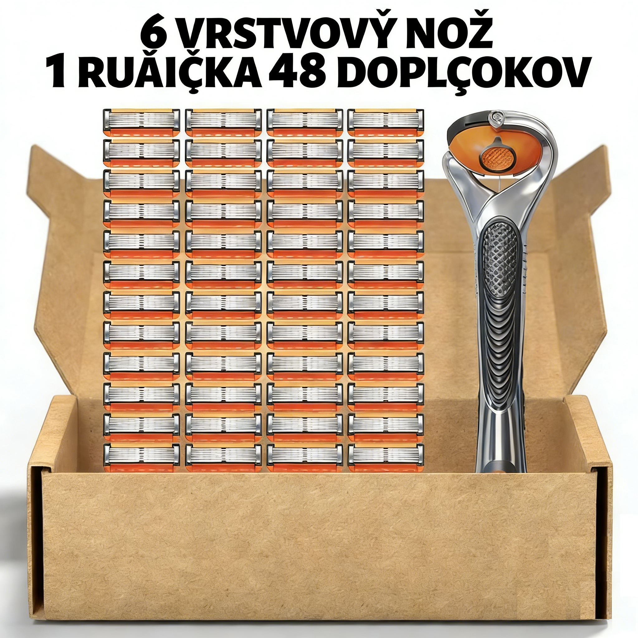 Pánska súprava náhradných holiacich hlavíc + voľná rukoväť — mimoriadne ostré čepele z nehrdzavejúcej ocele pre pohodlné holenie
