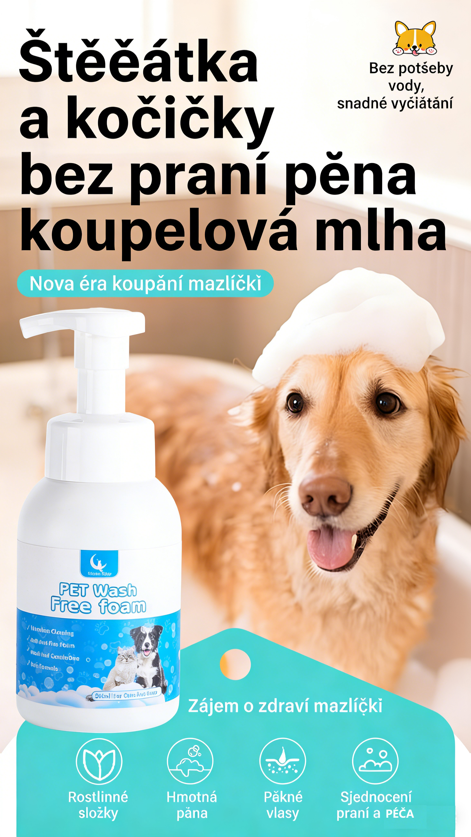 🐱 Gyengéd, Növényi Alapú Dezodoráló Hab Háziállatoknak