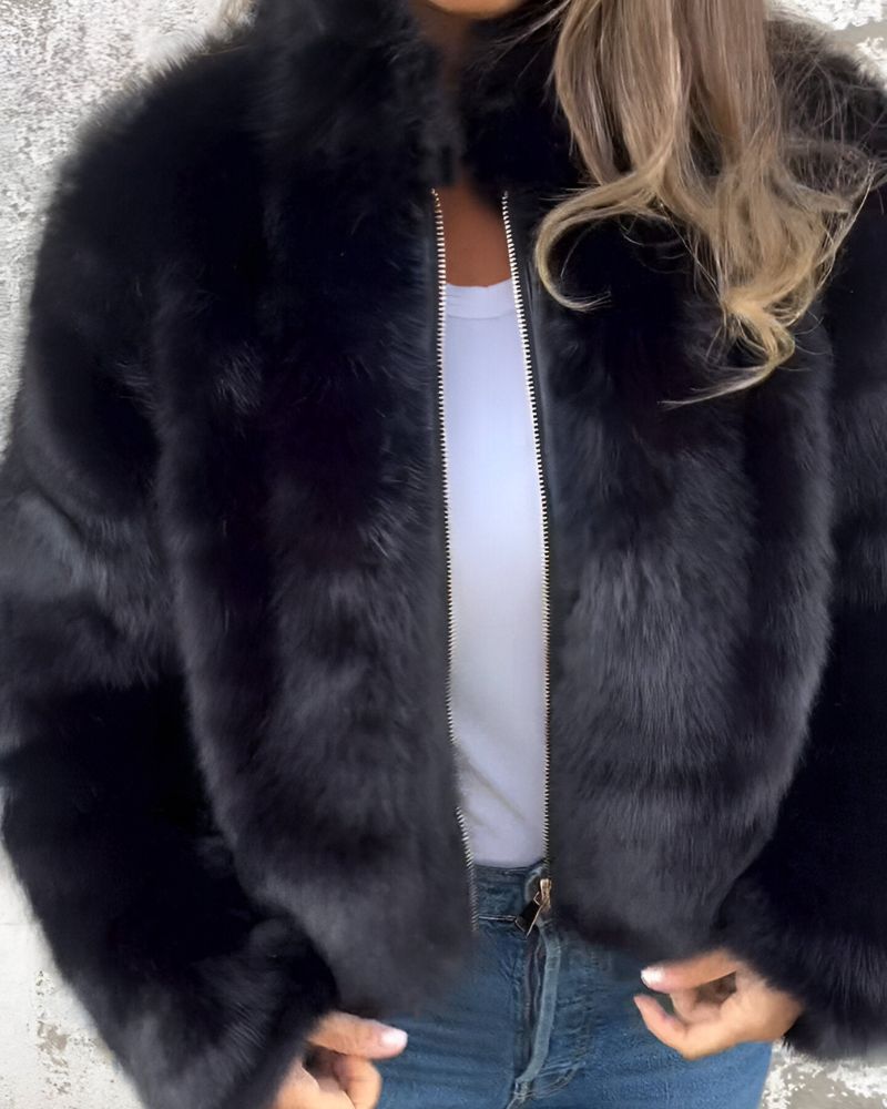 Arbel - Elegantná bunda so stojatým kožušinovým golierom