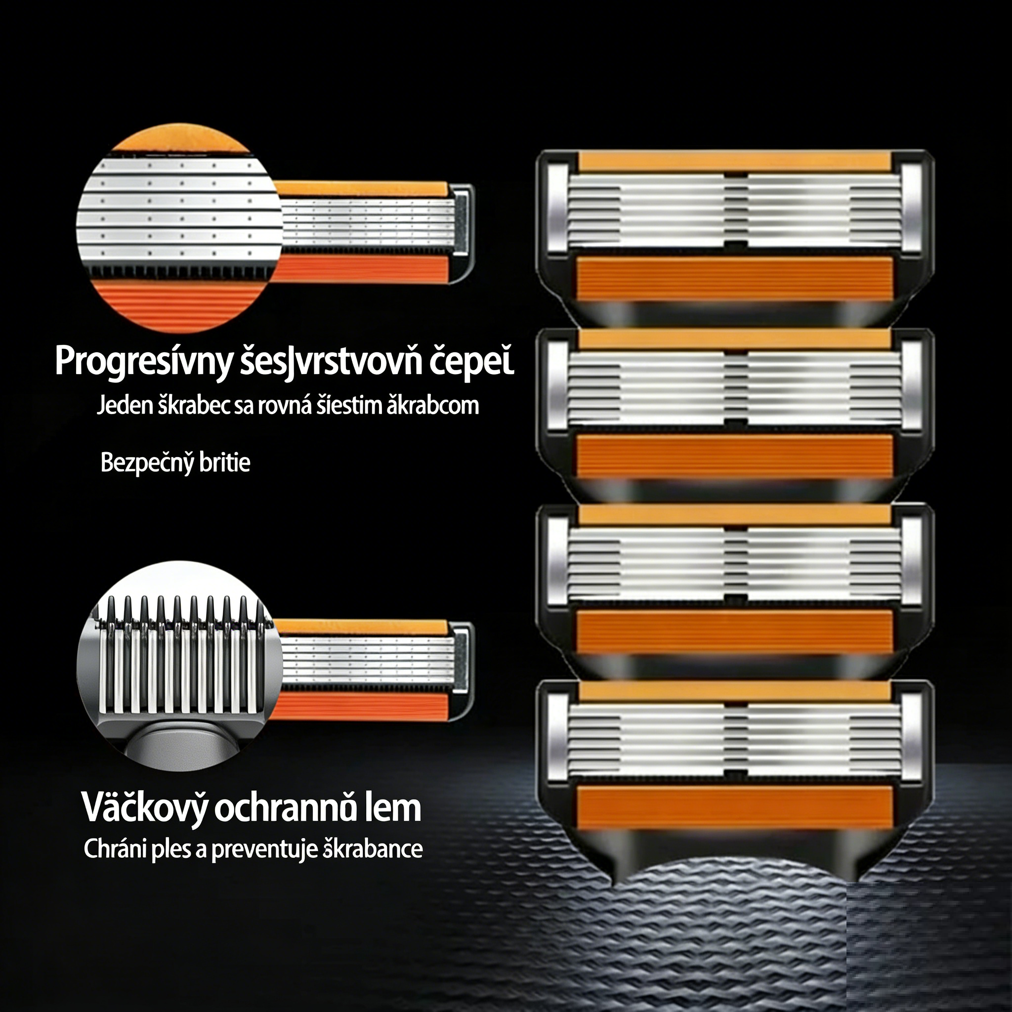 Pánska súprava náhradných holiacich hlavíc + voľná rukoväť — mimoriadne ostré čepele z nehrdzavejúcej ocele pre pohodlné holenie