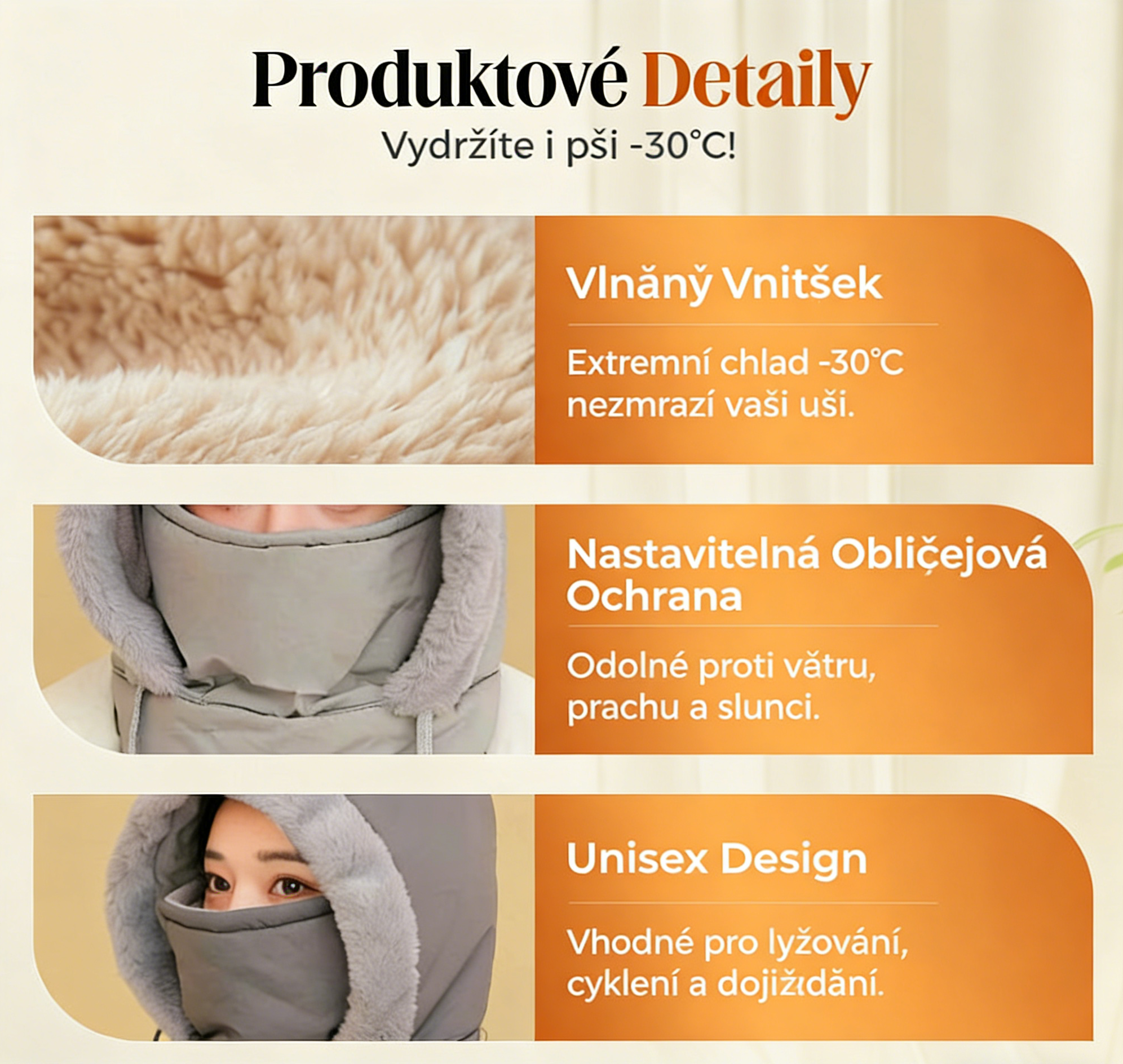 ❄️ Zimná hrejivá ochrana | Integrovaná čiapka s maskou a ochranou krku proti vetru