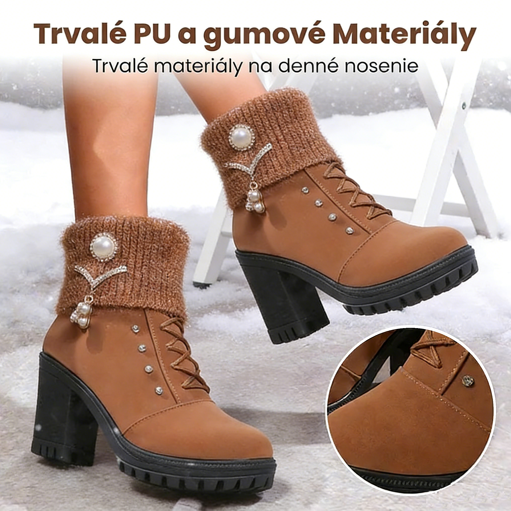 🔥HORÚCI VÝPREDAJ - ZĽAVA 59 % - Hrubé teplé dámske čižmy na hrubom podpätku