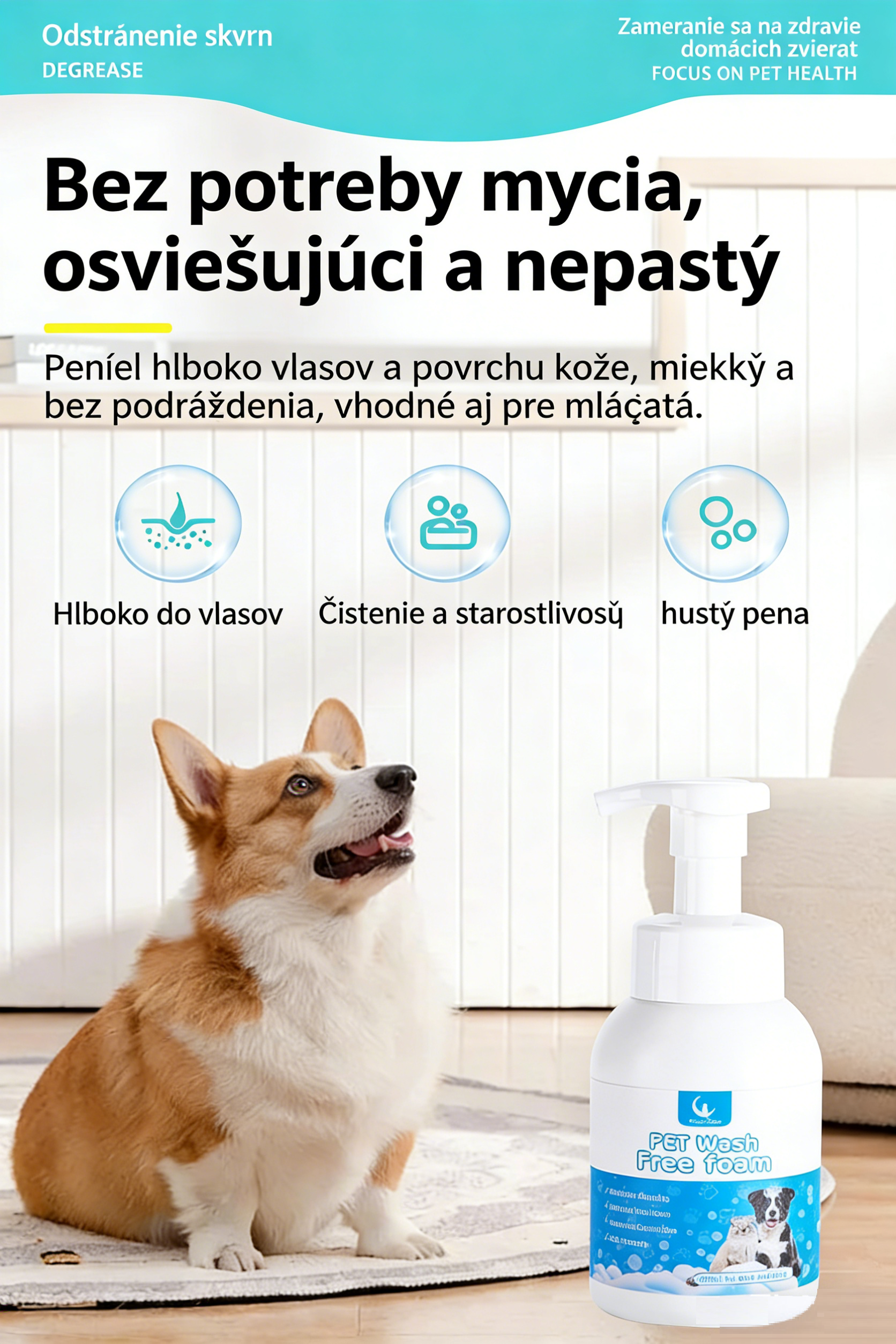 🐱 Gyengéd, Növényi Alapú Dezodoráló Hab Háziállatoknak