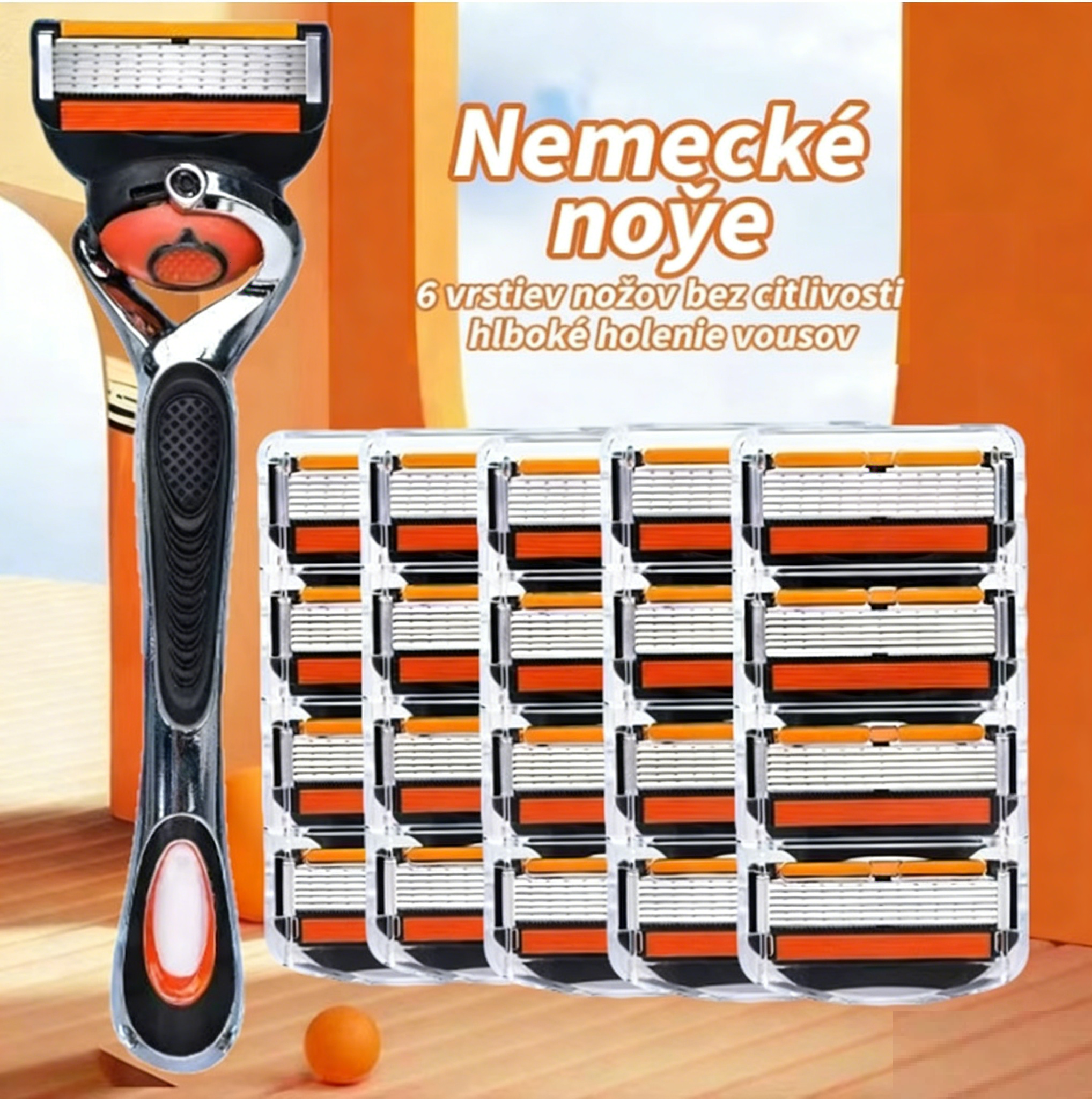 Pánska súprava náhradných holiacich hlavíc + voľná rukoväť — mimoriadne ostré čepele z nehrdzavejúcej ocele pre pohodlné holenie
