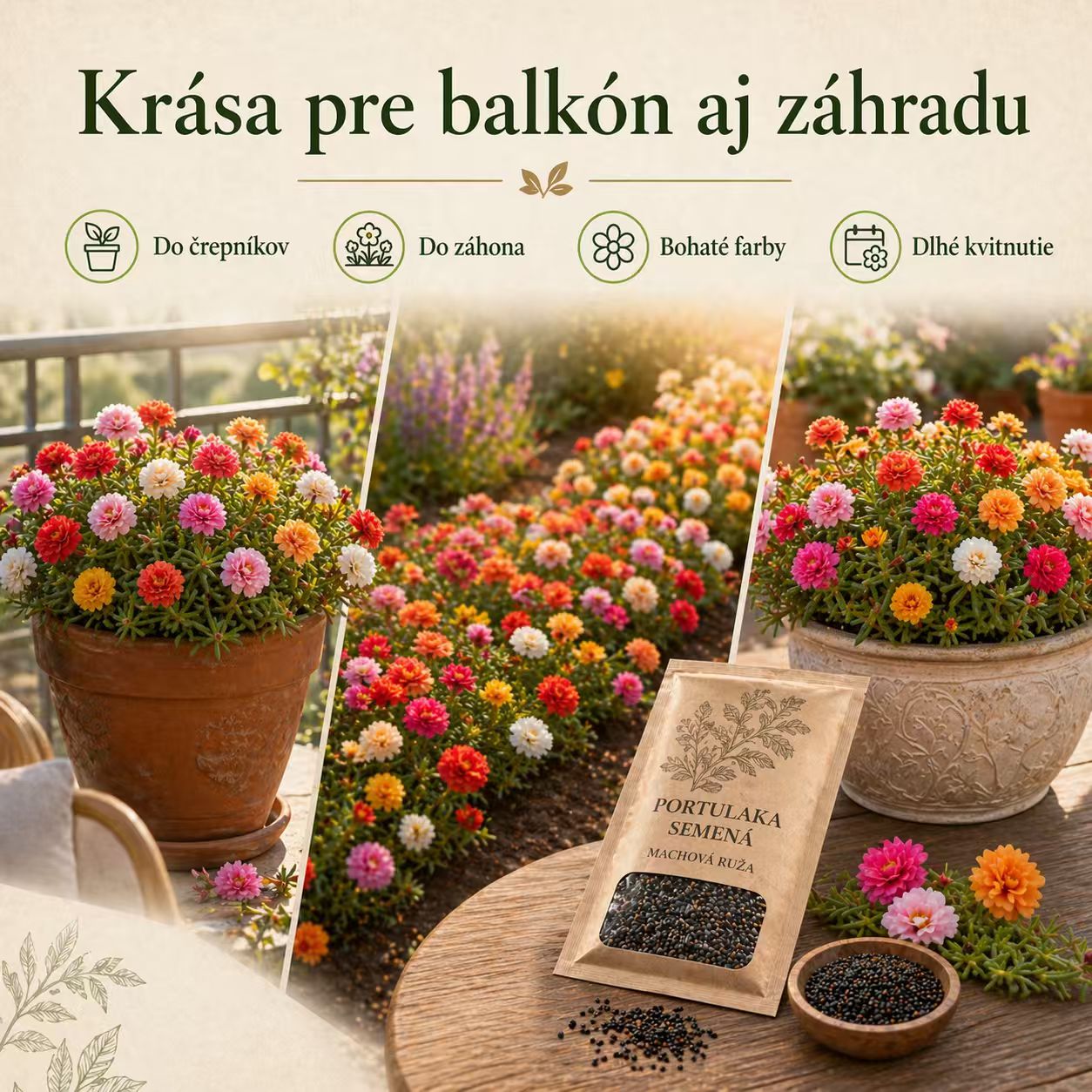 🌸 Semienka portulaky (machovej ruže) – 🌿 semienka trvácich kvetov / veľké kvety / jednoduché na pestovanie(50 tabliet/balenie)
