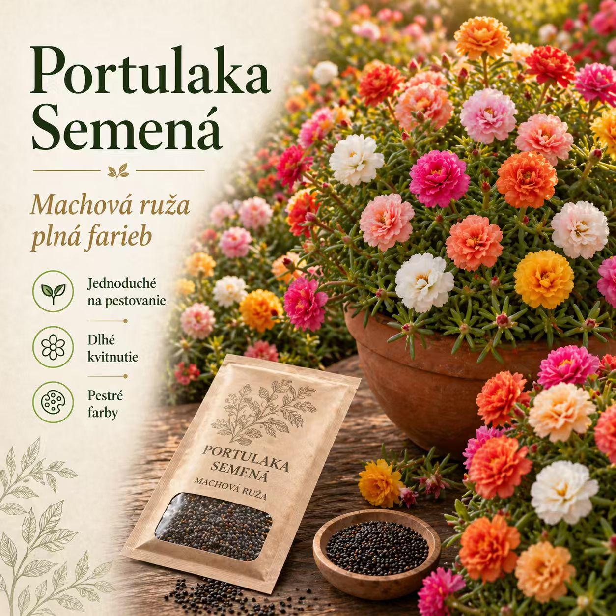 🌸 Semienka portulaky (machovej ruže) – 🌿 semienka trvácich kvetov / veľké kvety / jednoduché na pestovanie(50 tabliet/balenie)