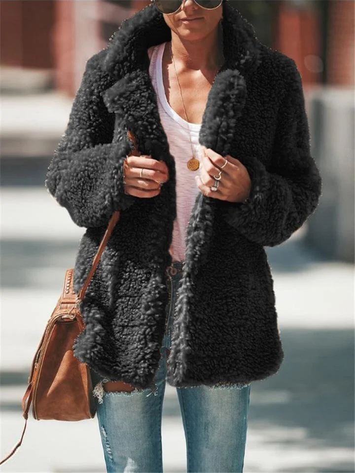 Dámske kabátiky s plyšovým medvedíkom Ľahký fleecový útulný kabát Sherpa v štýle Vintage