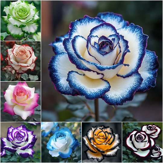 Vzácna ruža Modrý Mesiac 🌌 & viacfarebná čipkovaná ruža 🌈🌹