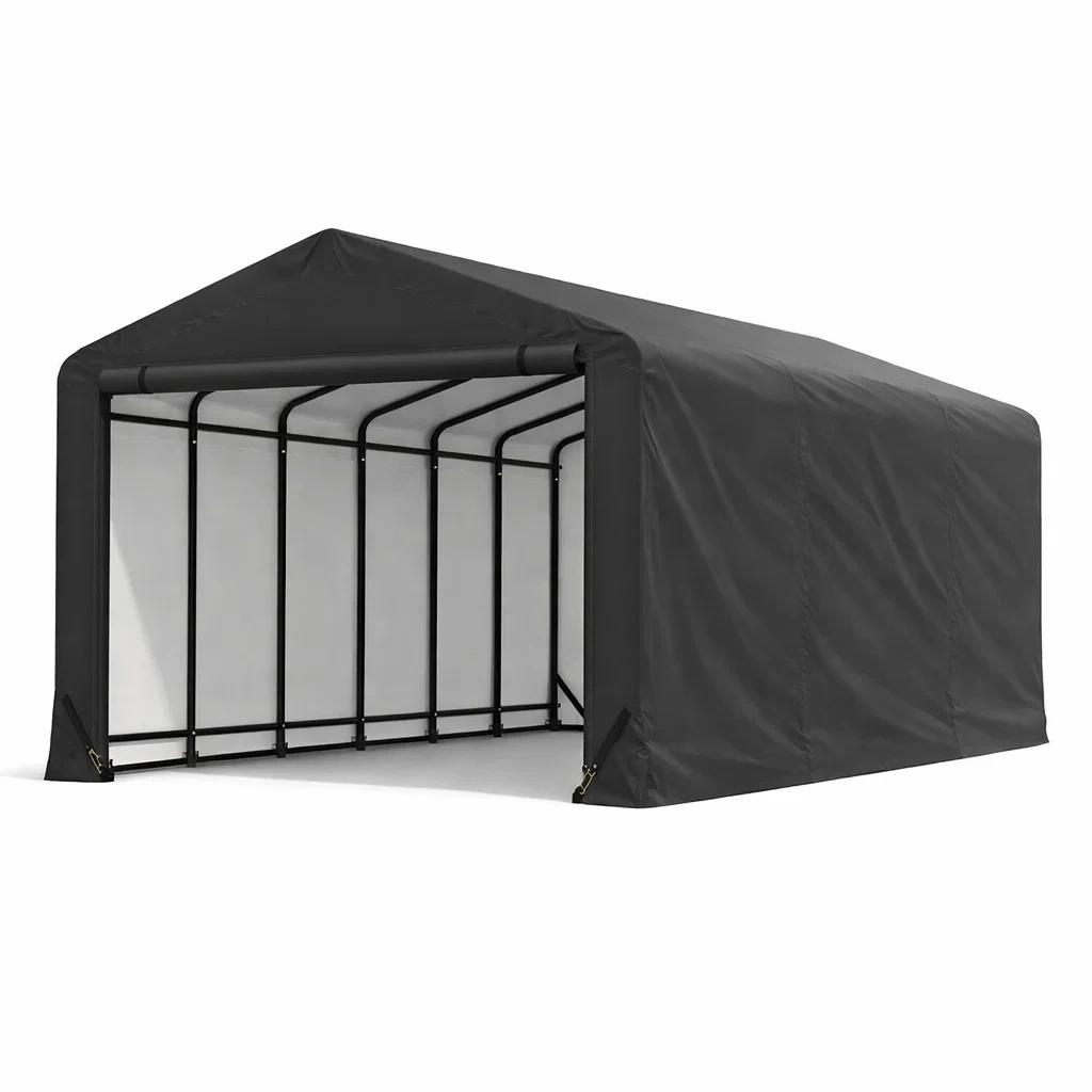 Carport Schwarzes Zelt aus Stahl und PE-Gewebe 600x300x300 cm-Mobetrix