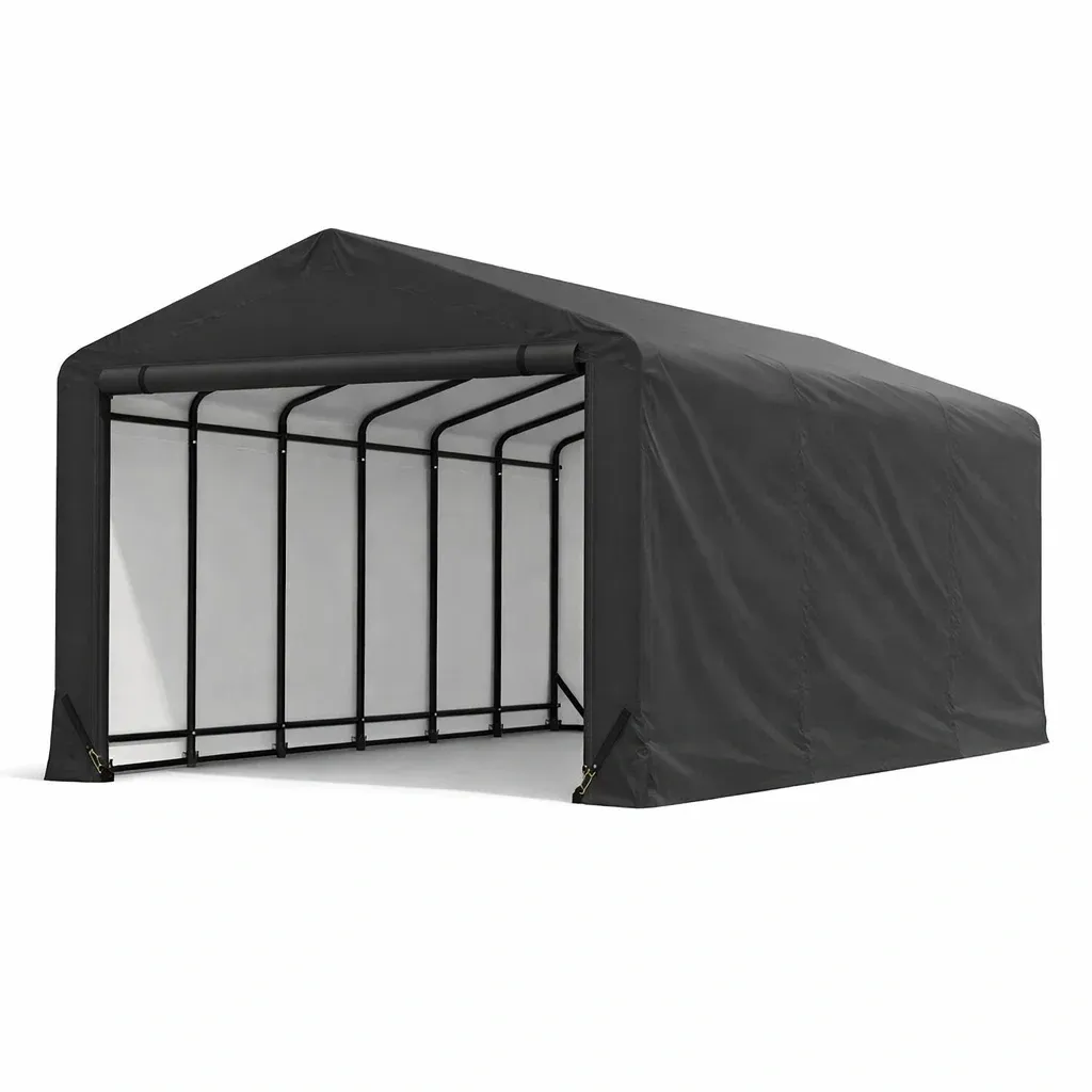 Carport Schwarzes Zelt aus Stahl und PE-Gewebe 600x300x300 cm-Mobetrix