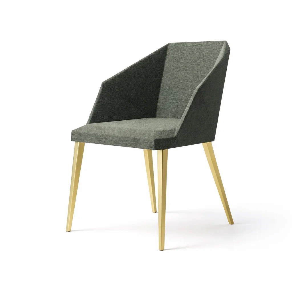 Esszimmerstuhl Gold Metallbeine und Polyestergewebe Grün-Mobetrix