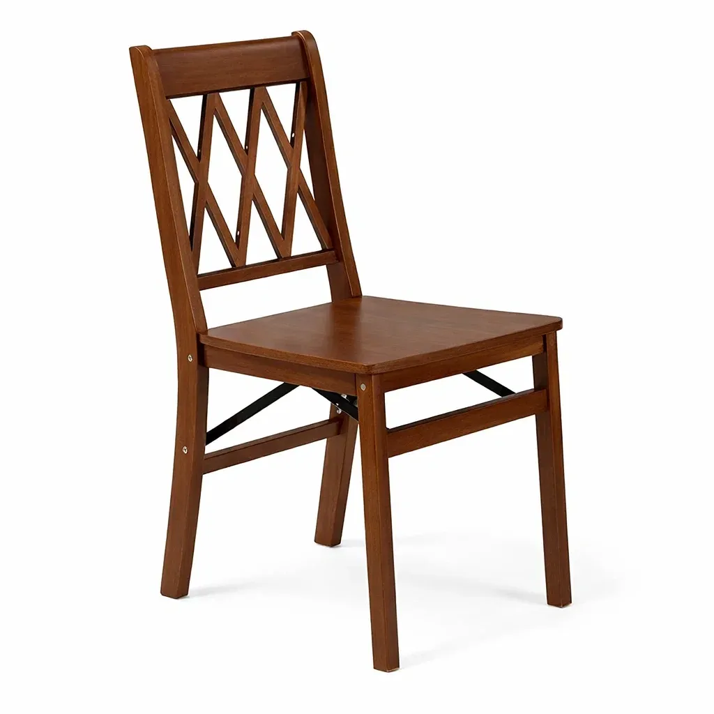 Esszimmerstuhl Holz Klappstuhl mit Kreuzmuster Rücken Design Braun 45x40x85 cm-Mobetrix