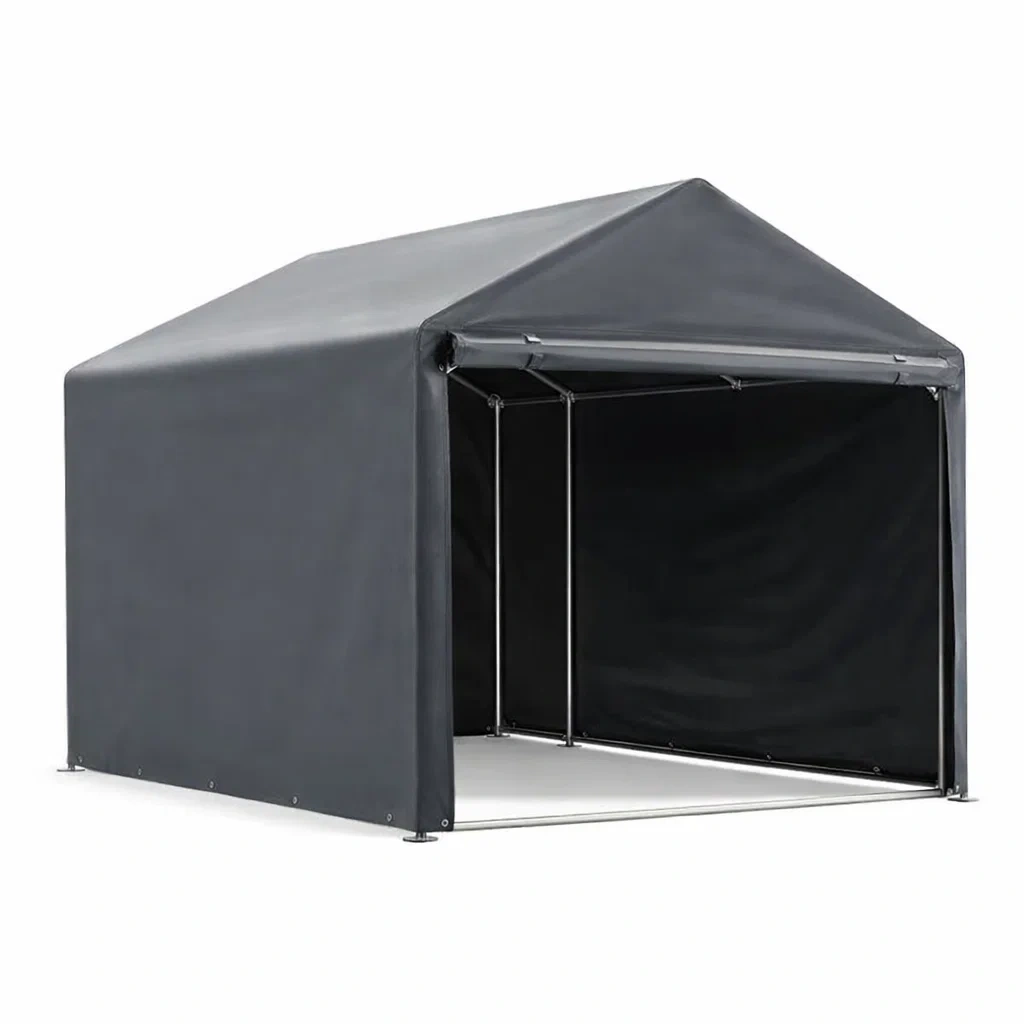 Carport Schuppen Stahlrahmen PVC-Plane Schwarz-Mobetrix