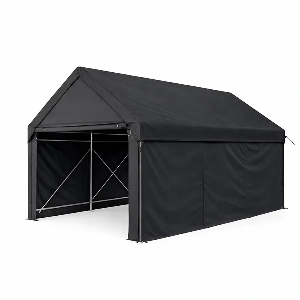 Carport Zelt aus Stahlrahmen Schwarz-Mobetrix