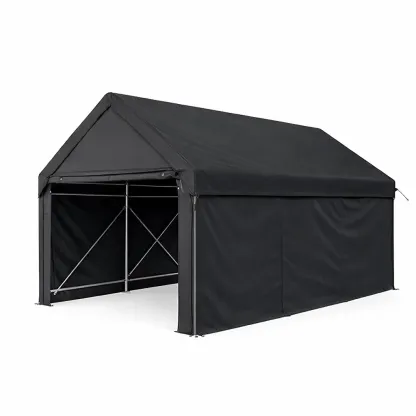 Carport Zelt aus Stahlrahmen Schwarz-Mobetrix