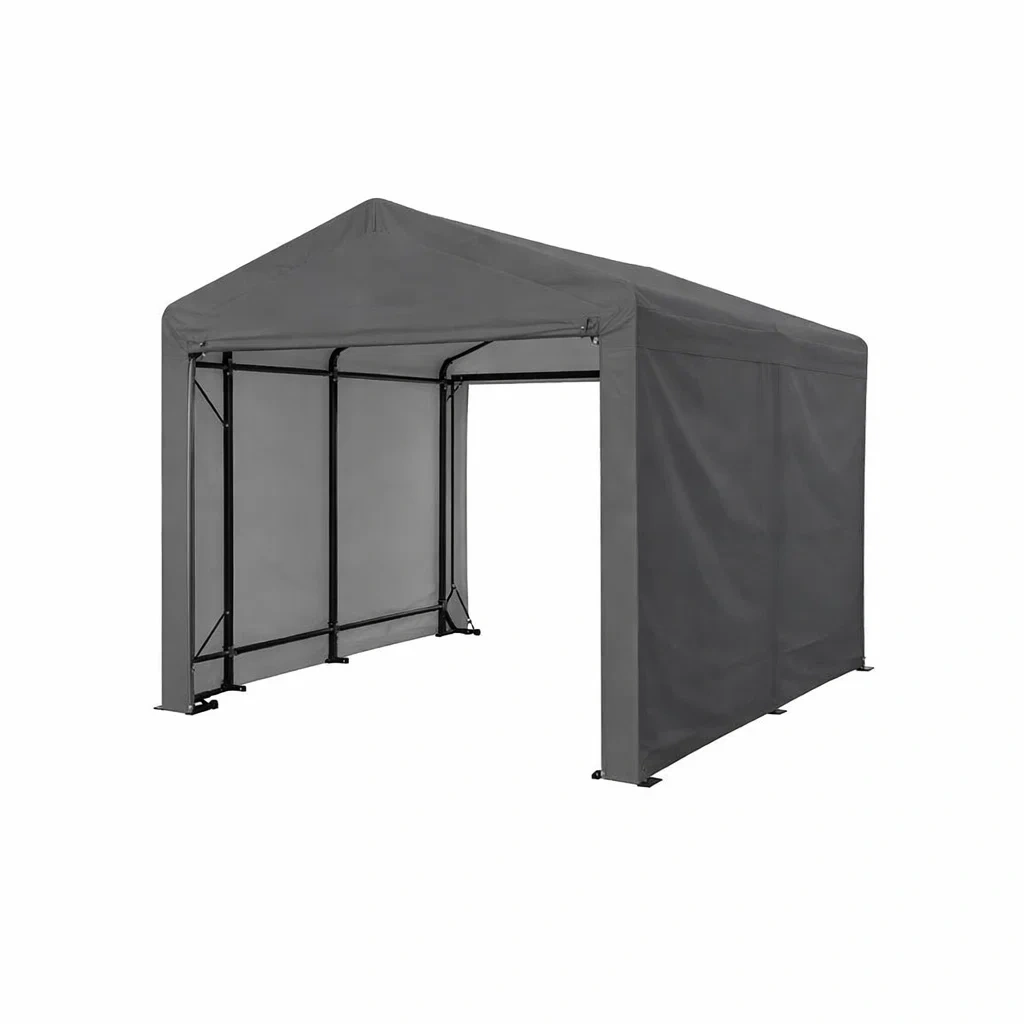 Carport Gartenpavillon Rechteckig Stahl Dunkelgrau-Mobetrix