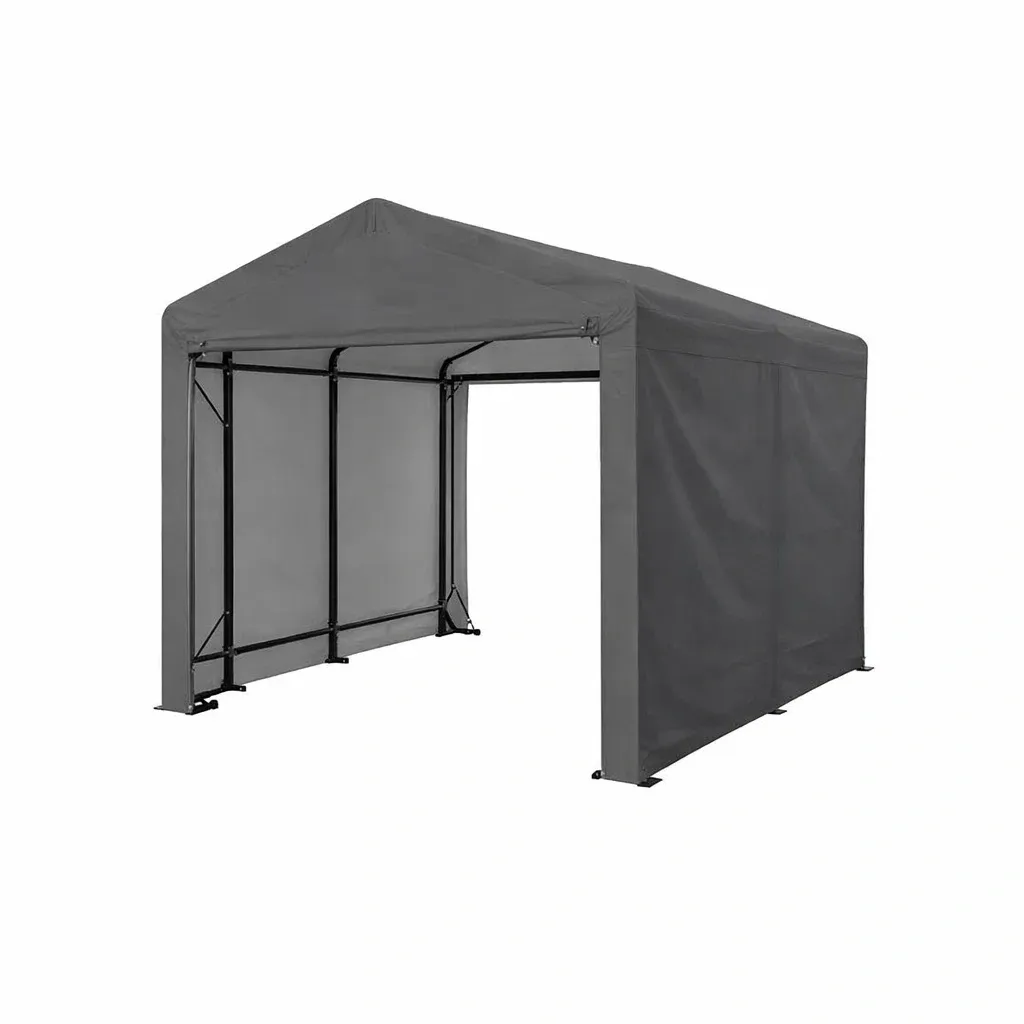 Carport Gartenpavillon Rechteckig Stahl Dunkelgrau-Mobetrix