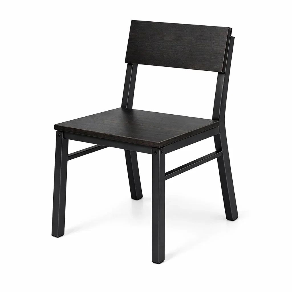 Esszimmerstuhl aus Holz Furnier Schwarz Stahlrahmen-Mobetrix