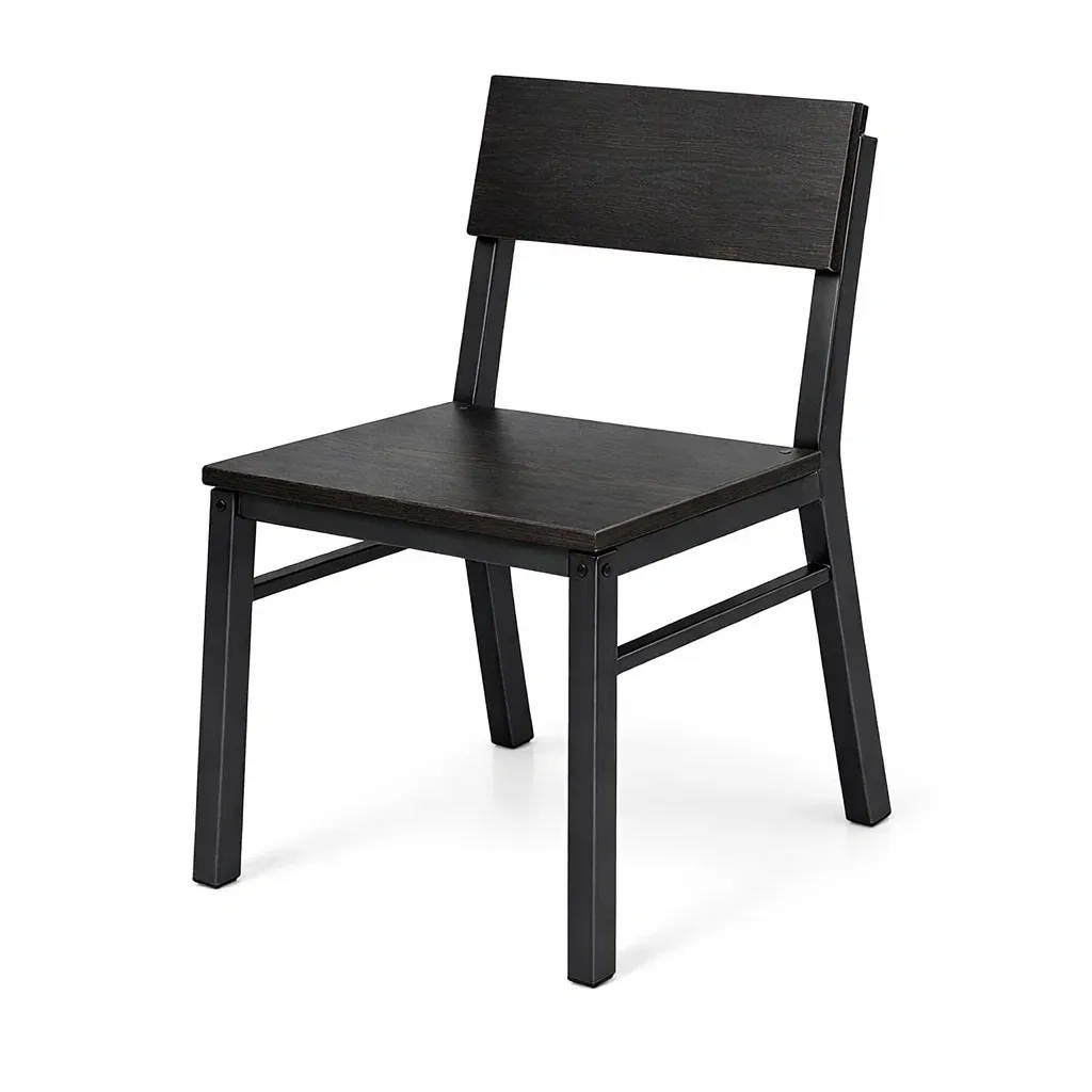 Esszimmerstuhl aus Holz Furnier Schwarz Stahlrahmen-Mobetrix