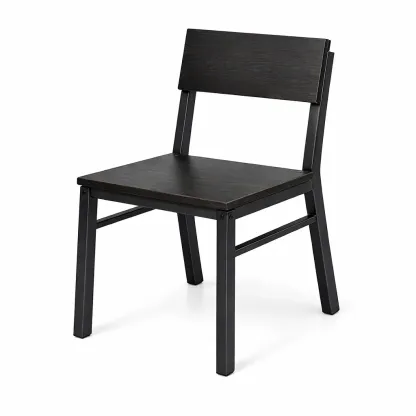 Esszimmerstuhl aus Holz Furnier Schwarz Stahlrahmen-Mobetrix