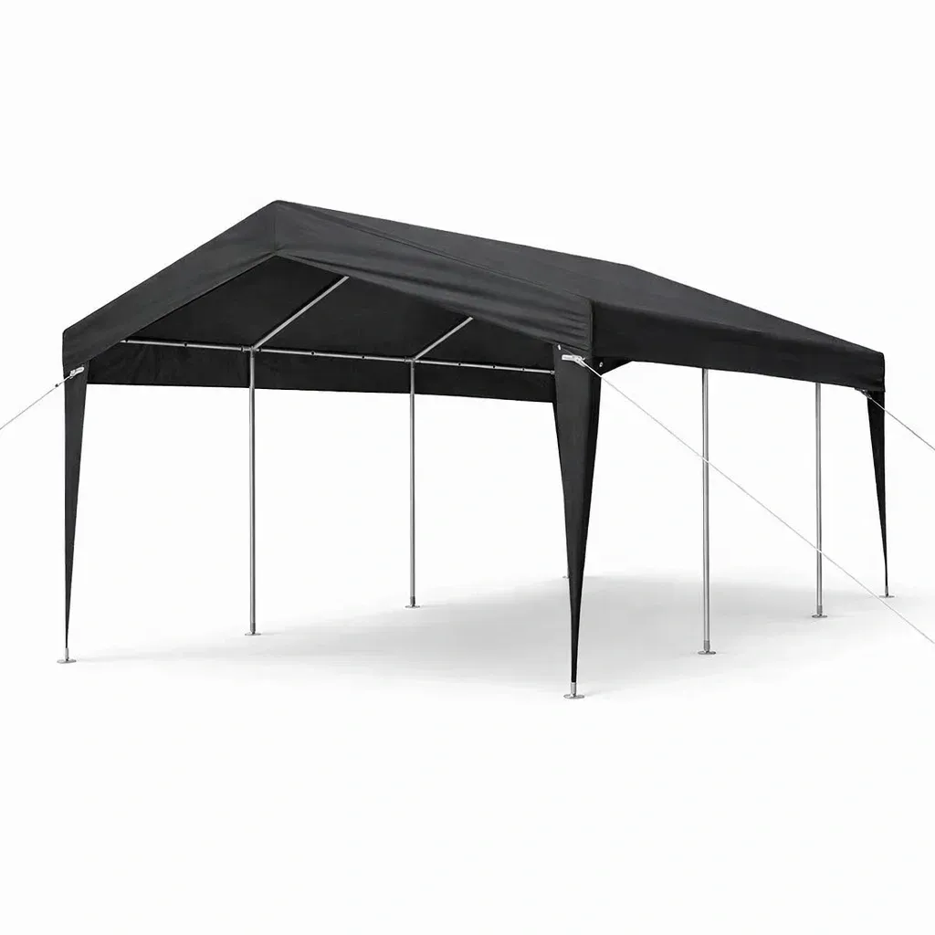 Carport mit Stahlrahmen 600x300x260 cm Schwarz-Mobetrix