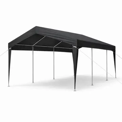 Carport mit Stahlrahmen 600x300x260 cm Schwarz-Mobetrix