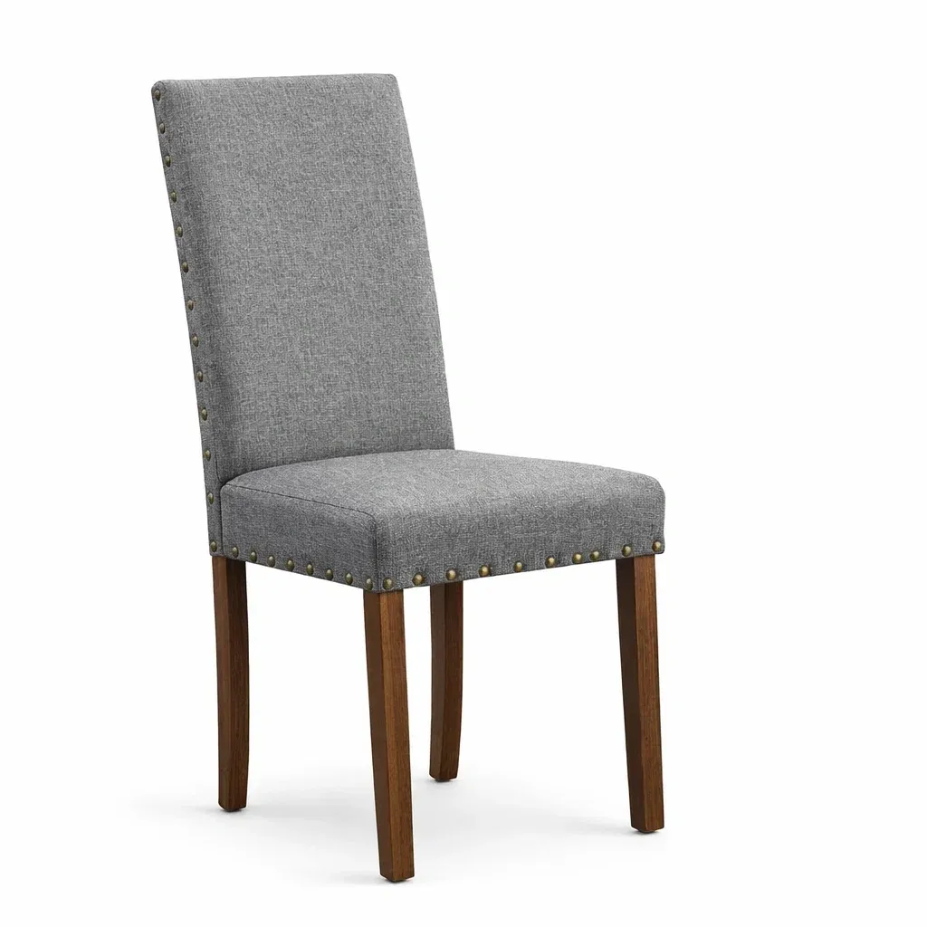 Esszimmerstuhl Graues Polyestergewebe Massivholzbeine-Mobetrix