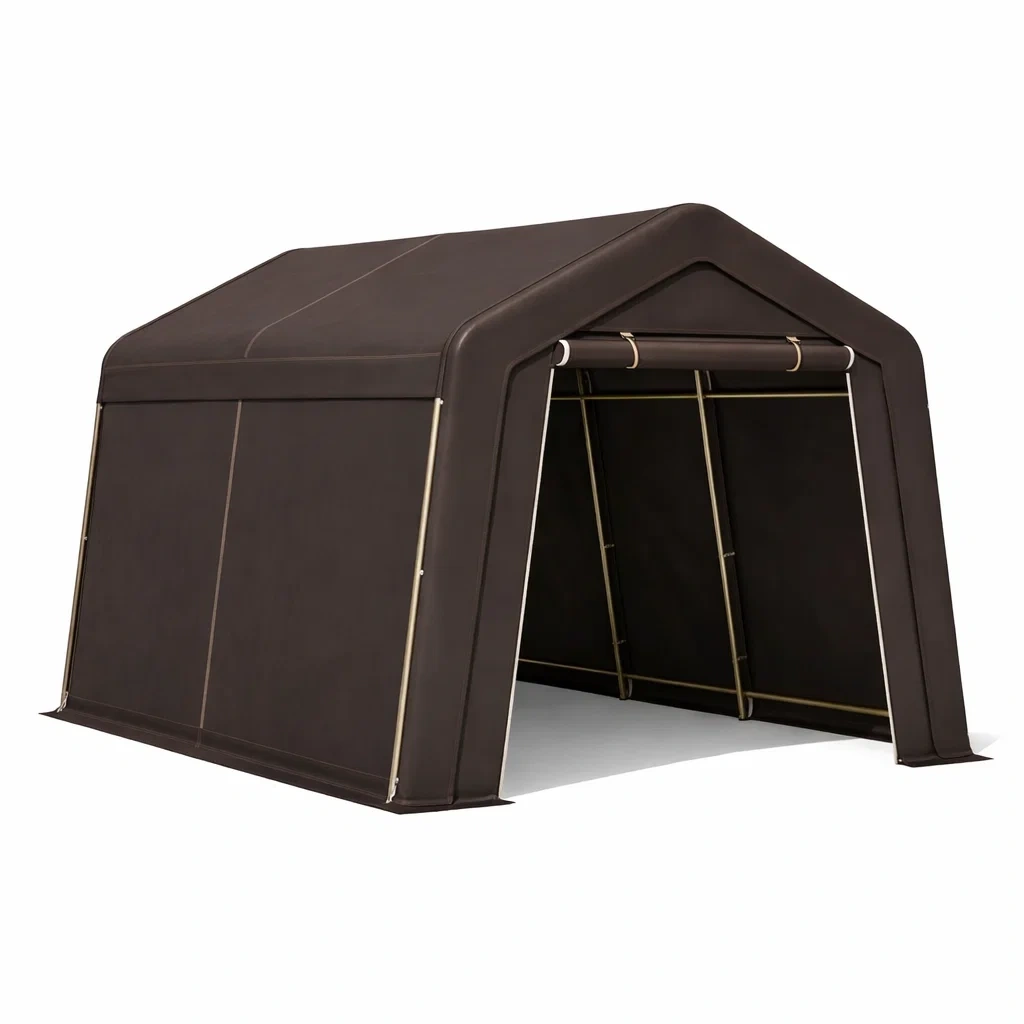 Carport aus Stahlrahmen und Polyester Braun 500x310x280 cm-Mobetrix