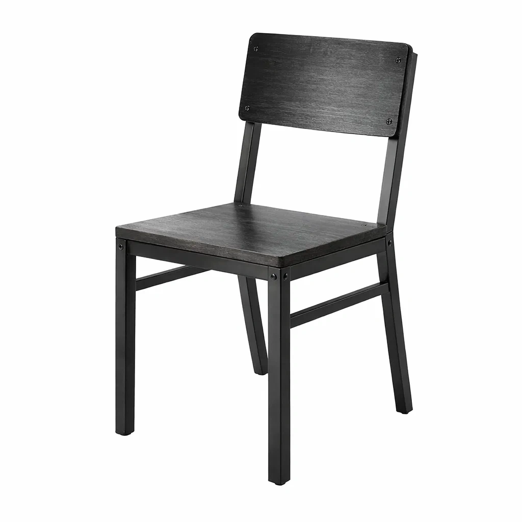 Esszimmerstuhl Stahlrahmen Sperrholz Schwarz 85x45x45 cm-Mobetrix