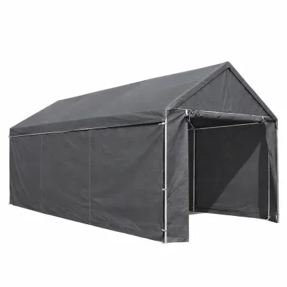 Carport Outdoor Lagerzelt Stahl und PVC 600x300x300 cm Grau-Mobetrix