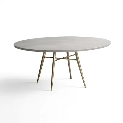 Esstisch rund aus Betonplatte mit Metallbeinen Hellgrau-Mobetrix