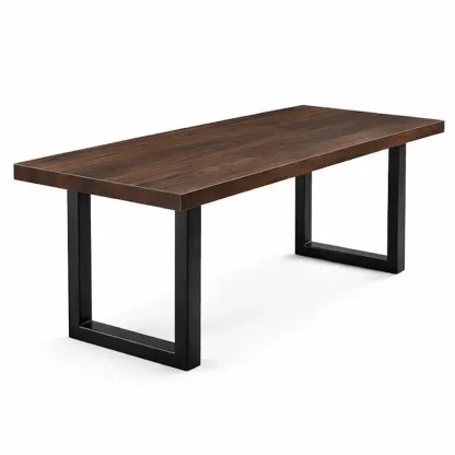 Esstisch Massivholz mit Metallgestell Dunkelbraun/Schwarz-Mobetrix