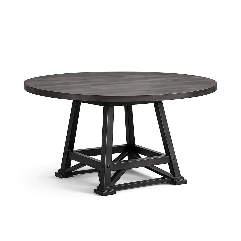 Esstisch rund Holz Metall Grau-Mobetrix